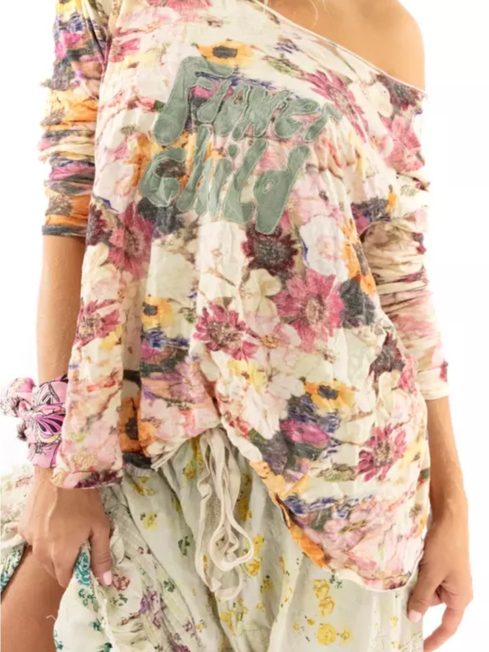 MAGNOLIA PEARL. Flower Child Floral Off-Shoulder Women’s Top in Multi-Color